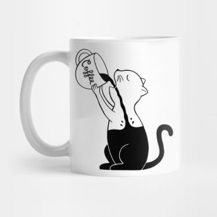 Cat full of coffee black Mug